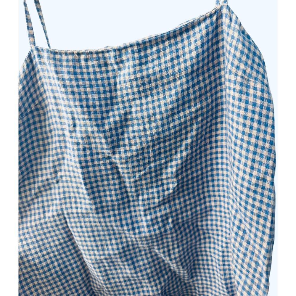 Reformation Aubree Linen Dress in a blue and white gingham print size small - Picture 11 of 11